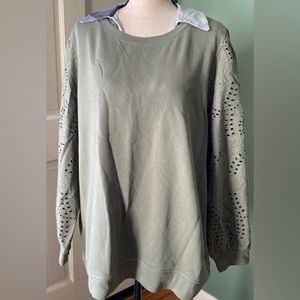 New Womens floral sleeves sweater, size 2X